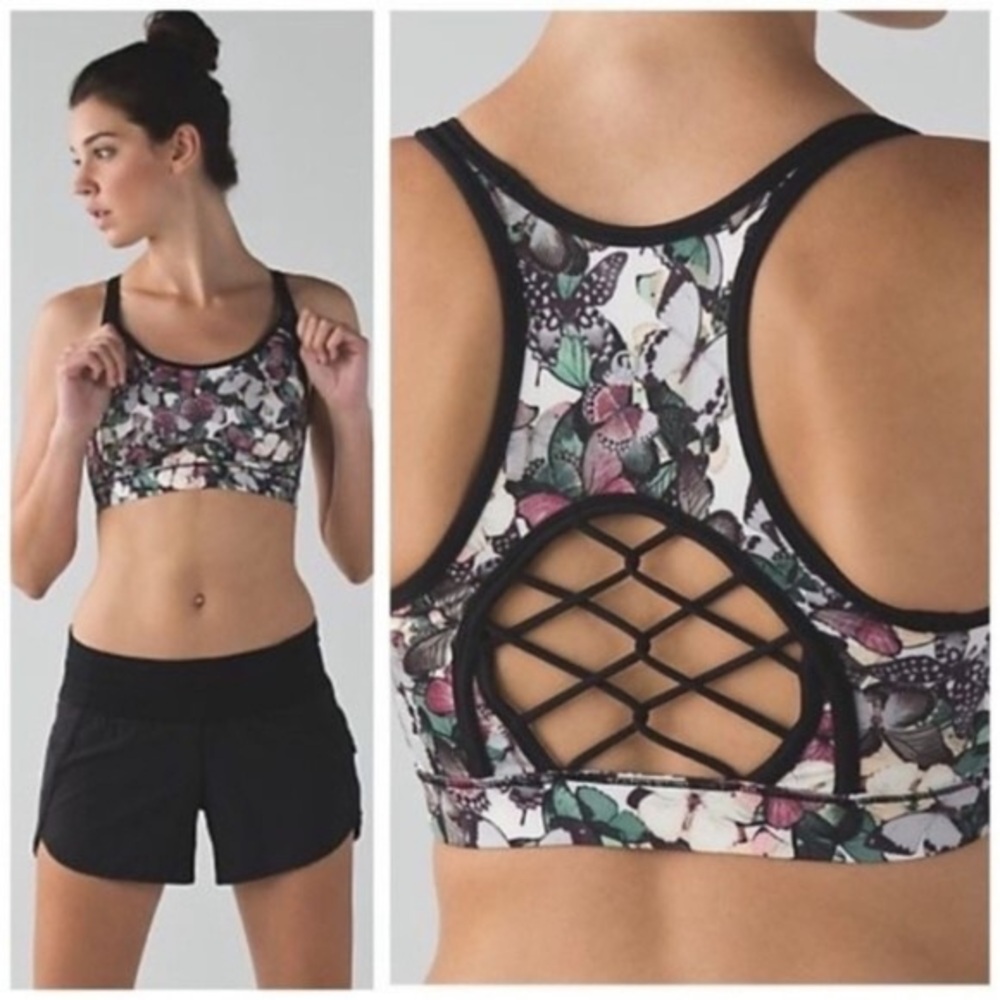 Lululemon Sweaty Or Not Bra II So Fly Butterfly SIZE 8